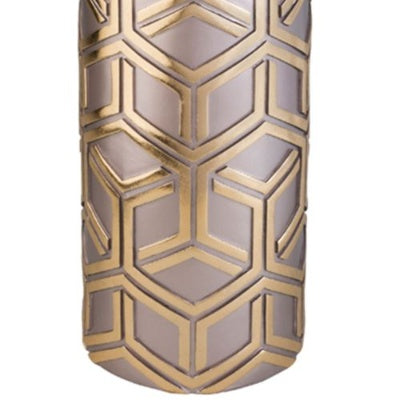 22 Tall Polyresin Decorative Vase, Weave Rose Gold Design