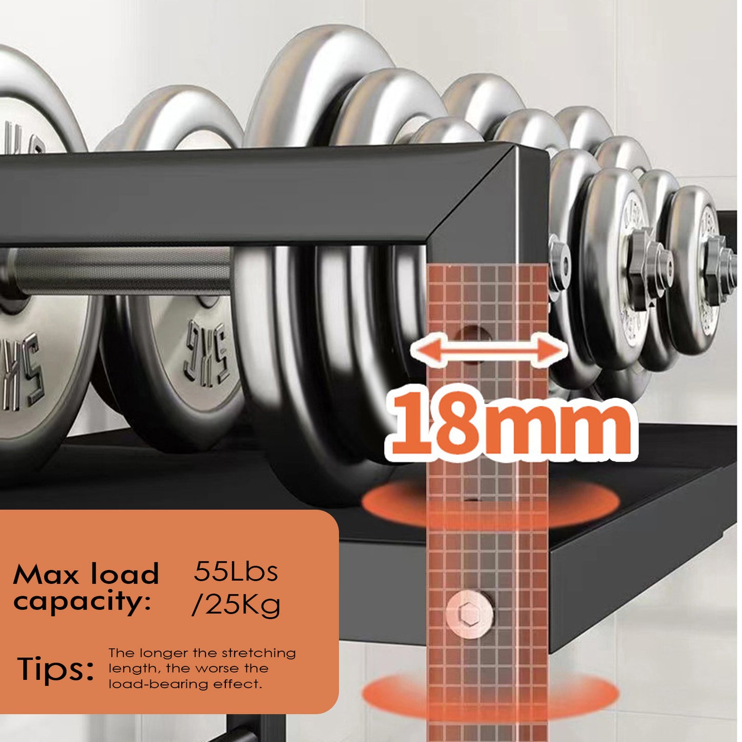 UK Local Black Single-layer Double Bar With 6 Hooks And Extendable Kitchen Storage Rack