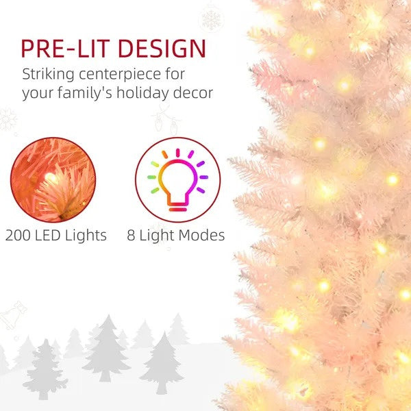 CA Local 6' Prelit Christmas Trees, Pencil Artificial Christmas Tree With Colourful Surface Tips, Colourful LED Lights, White
