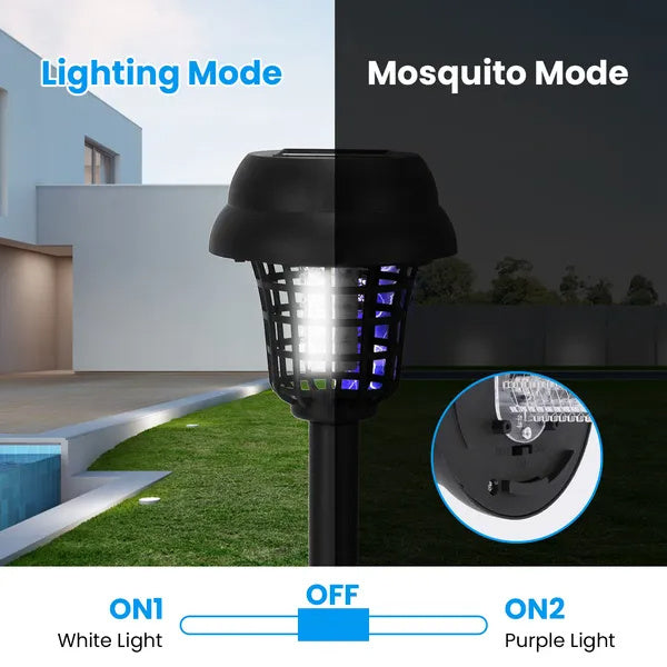 4 Pack Solar Powered Mosquito Zapper Outdoor Insect Killer Torch Waterproof Bug Zapper With UV Light White Light For Yard Garden Farm Patio