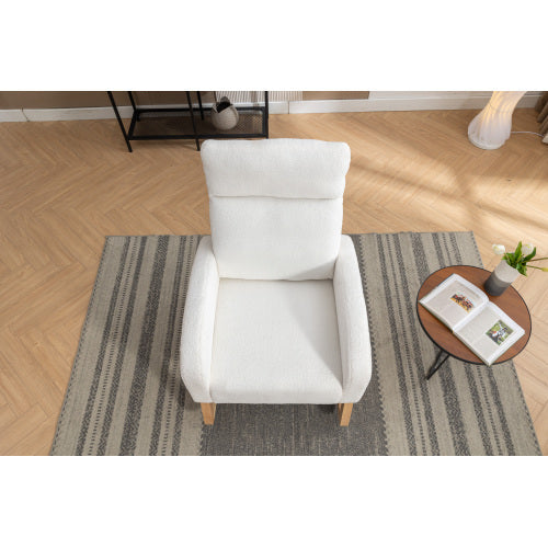 UK Local Mid Century Modern Teddy Fabric Upholstered Rocking Chair Padded Seat For Living Room Bedroom, Beige