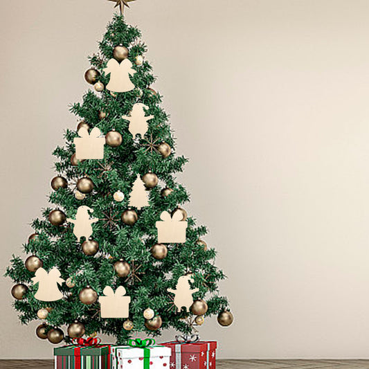 US Local 20 PCS,40 PCS Unfinished Paintable Blank Wooden Christmas Festival Decoration Ornaments 5 Designs Xmas Tree Hanging Wood Slices DIY Art Crafts For Christmas Party Decoration