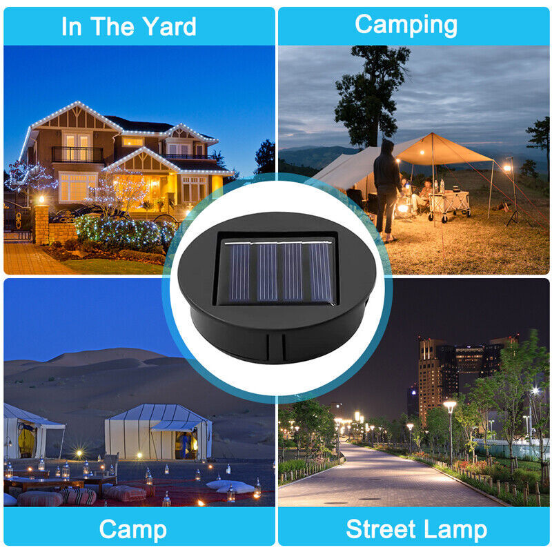 UK Local 2PCS Garden Solar Powered Replacement Round LED Light Box Fit For Lantern Lamp
