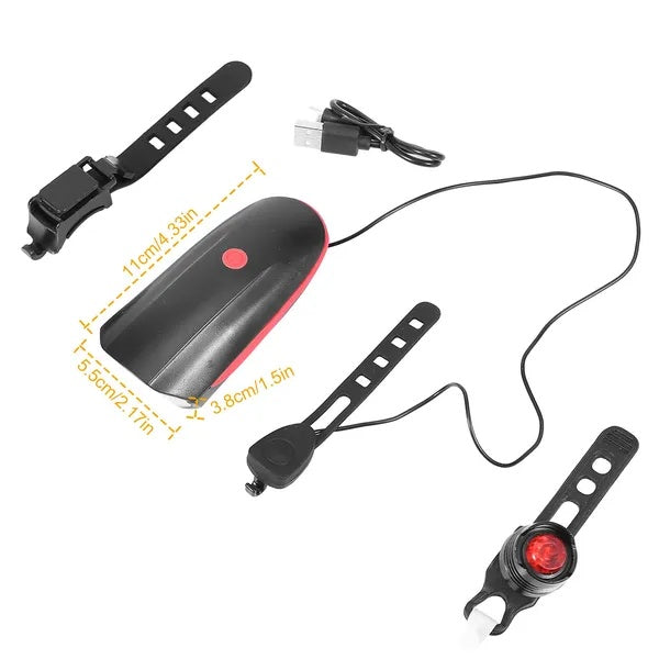 US Local Bike Headlight USB Rechargeable LED Bicycle Front Light Rear Tail Light