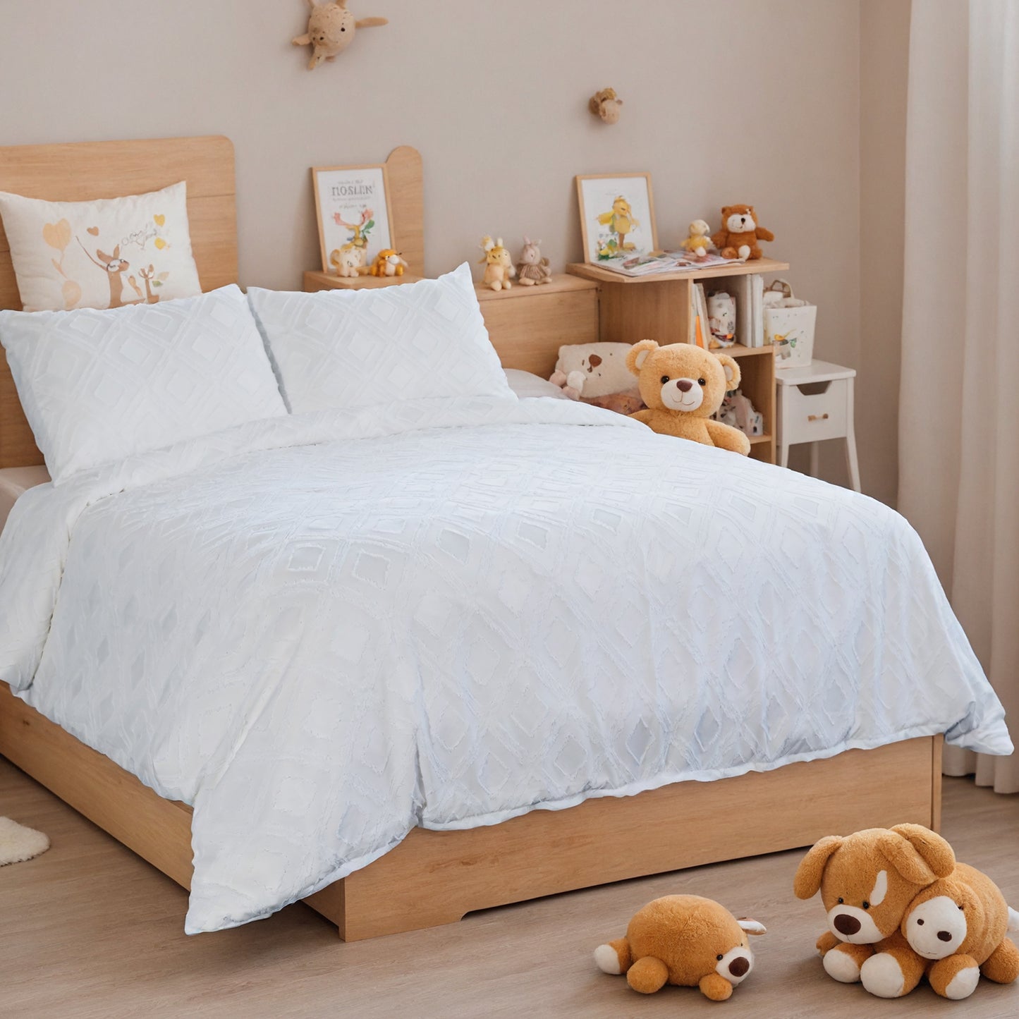 US Local Bohemian Style Quilt Cover Set, Cut Flower Quilt Cover, Tufted Quilt Cover Three-piece Set, One Quilt Cover And Two Pillowcases, Washable And Machine Washable Without Shrinkage, Suitable For Hotels