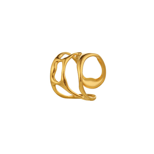 Fashion Retro Characteristic All-match Golden Open-end Hollow Ring