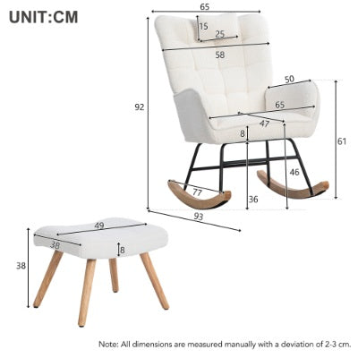 UK Local Rocking Chair Rocker Chair Single Recliner Casual Lounger Lounge Chair Cushion For Living Room Bedroom