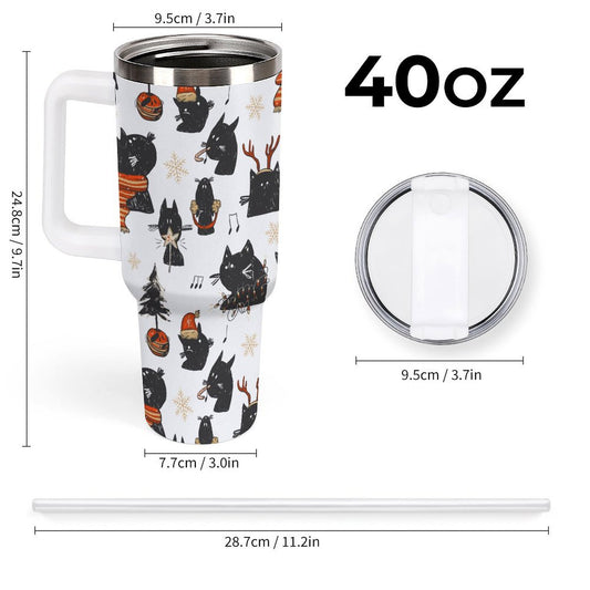 POD US Local Tumbler 40 oz Large Capacity Car Cup Christmas, Black Cat