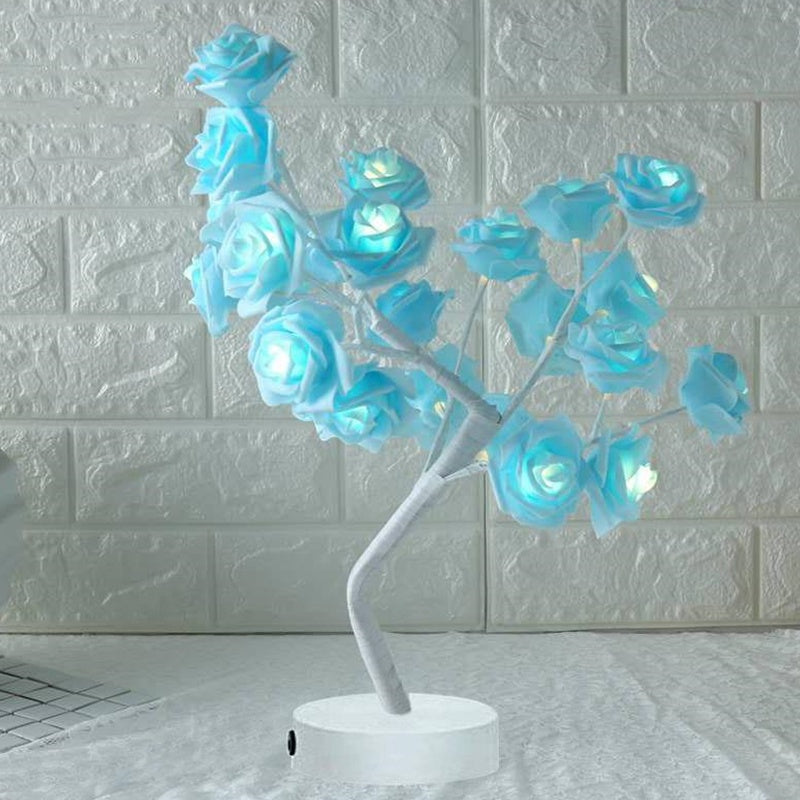 USA Local Rose Flower Lamp USB Battery Operated LED Table Lamp Bonsai Tree Night Lights Garland Bedroom Decoration Lights Home Decor