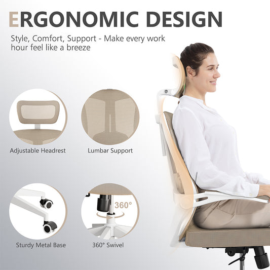 US Local Office Chair Capacity 350 Pounds -about 158.8 Kg, Ergonomically Comfortable Home Table Chair, High Back Gaming Chair With Wheels, Mesh Computer Chair, Waist Support, Adjustable Headrest, Flip Armrest
