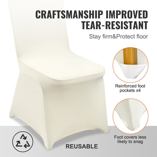 US Local VEVOR Stretch Spandex Folding Chair Covers, Universal Fitted Chair Cover, Removable Washable Protective Slipcovers, For Wedding, Holiday, Banquet, Party, Celebration, Dining