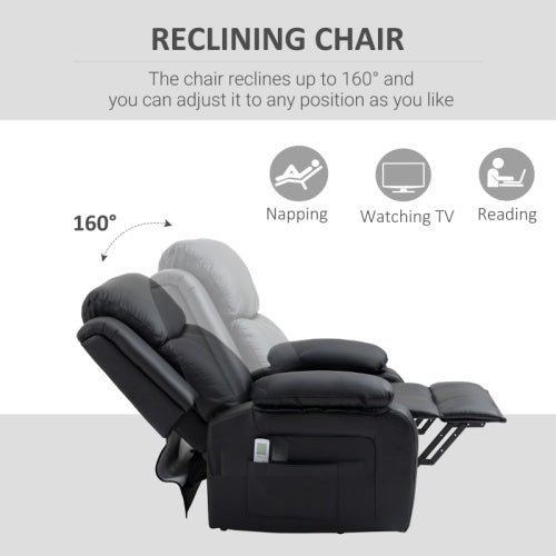 UK Local HOMCOM Riser And Recliner Chair With Massage, Heat, Power Lift Recliner Chair For Elderly With Remote Control, Extended Footrest, Dual Side Pockets, Overstuffed Electric Reclining Armchair