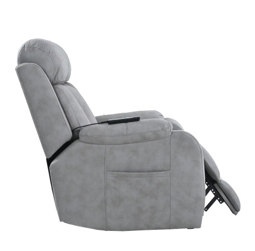 Electric Power Lift Recliner Chair For Elderly, Fabric Recliner Chair For Seniors, Home Theater Seating,Living Room Chair,Side Pocket, Remote Control,Light Gray