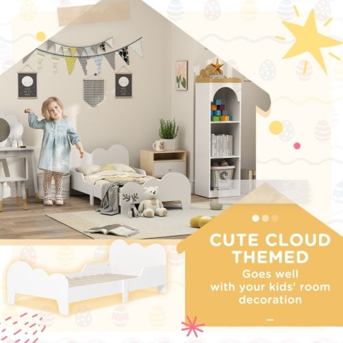 UK Local AIYAPLAY Cloud-Themed Toddler Bed Frame With Safety Rails, 143.5 X 74.5 X 56cm