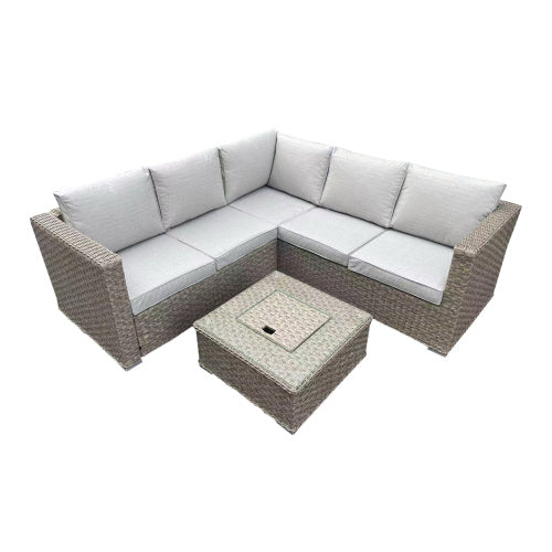 UK Local Patio Furniture Set, Waterproof Outdoor Furniture With Coffee Table,3 Seater For Porch Balcony, Brown