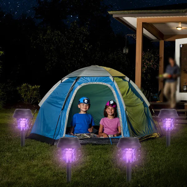 4 Pack Solar Powered Mosquito Zapper Outdoor Insect Killer Torch Waterproof Bug Zapper With UV Light White Light For Yard Garden Farm Patio
