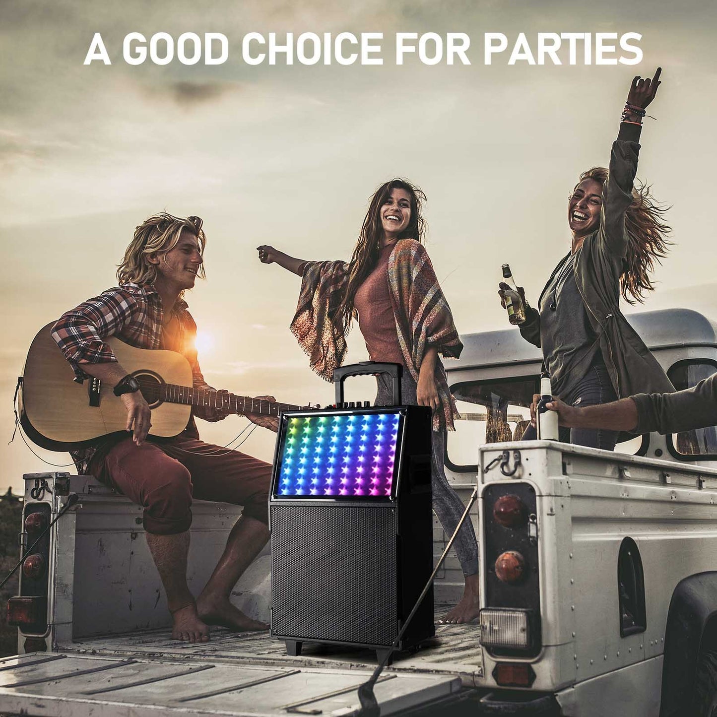 US Local 12in 60W LED Spectrum Light Bluetooth Remote Control Rod Speaker