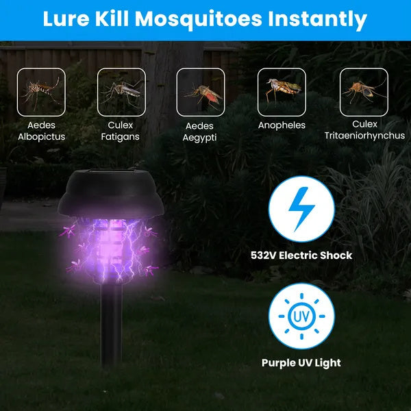 4 Pack Solar Powered Mosquito Zapper Outdoor Insect Killer Torch Waterproof Bug Zapper With UV Light White Light For Yard Garden Farm Patio