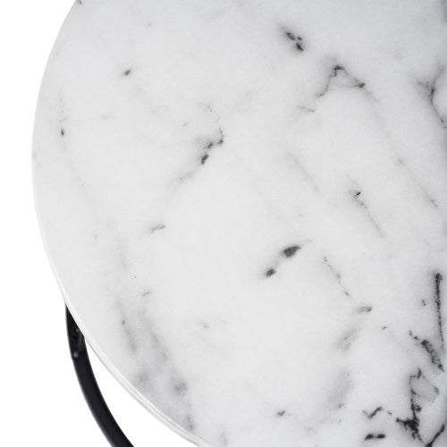 UK Local Round Coffee Table, Modern Coffee Table Set Of 2 Marble Pattern Top With Metal Frame, Small Side Table, End Table For Living Room, Bedroom, Home Office, Farmhouse, White And Black
