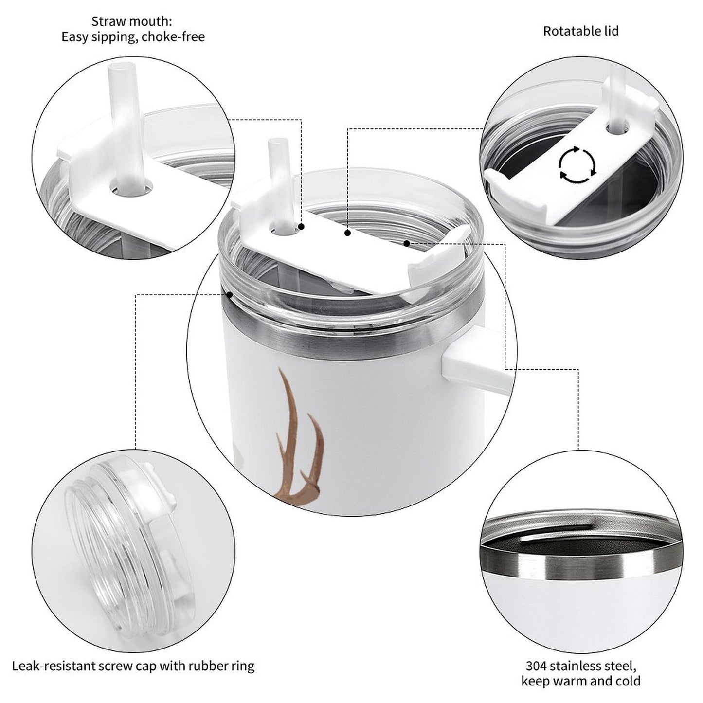 PHDT00061 POD US Local Tumbler 40 oz Large Capacity Car Cup Christmas Rabbit Snowflake