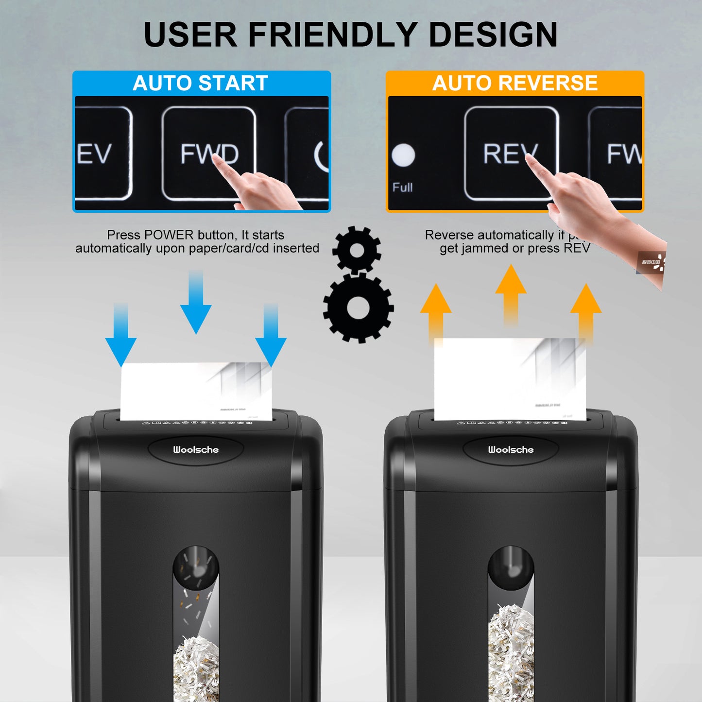 US Local Woolsche Paper Shredder, 18-Sheet Cross Cut, 8 Gallon Pull Out Bin, P-4 Security Level, Shred Paper And Credit Card And Durable&Fast For Home Office