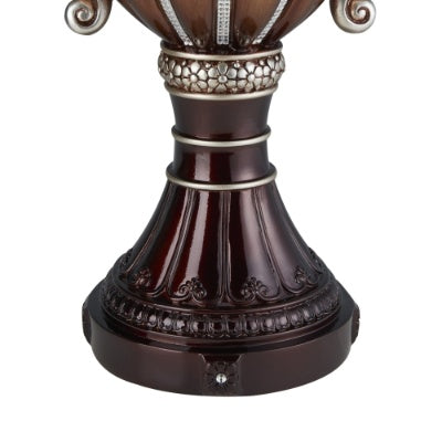 17.5 Tall Delicata Urn-Shaped Decorative Vase, Bronze With Silver Accents