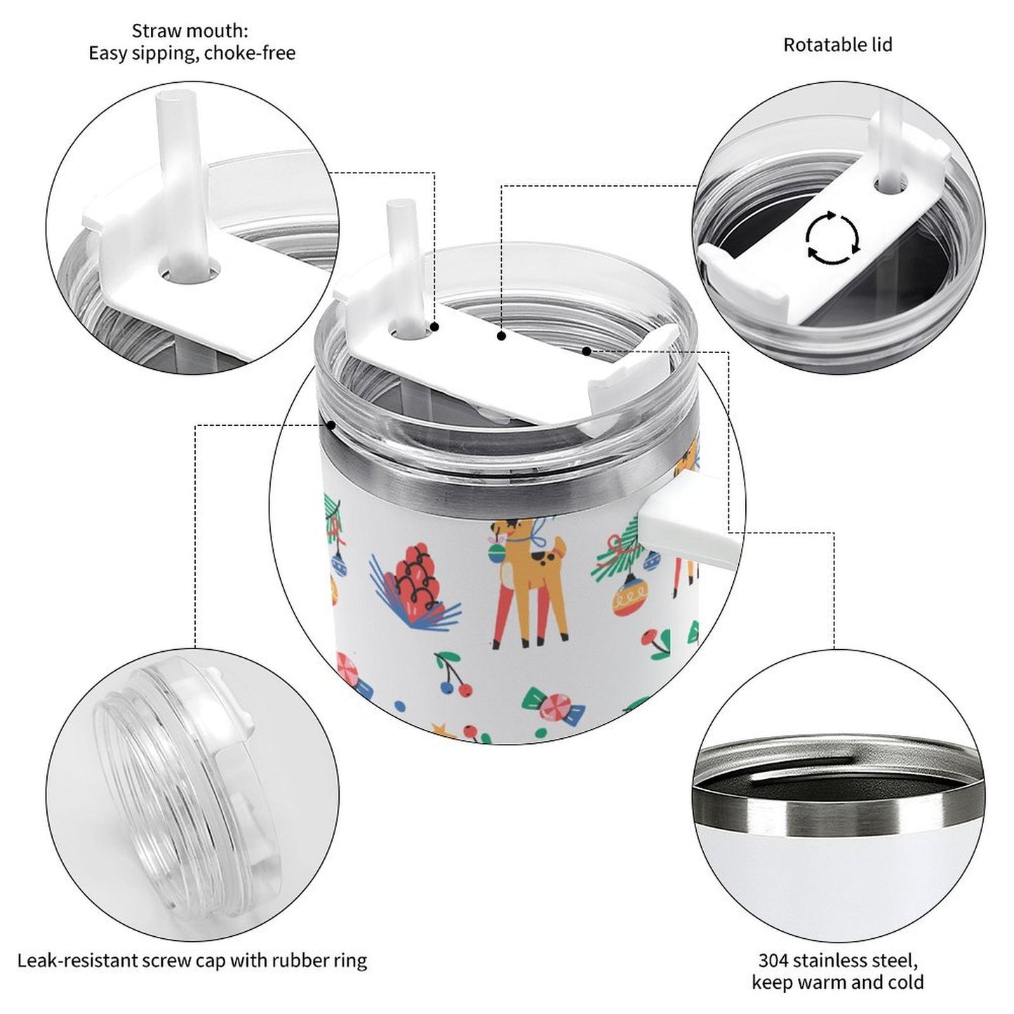 POD US Local 40oz Large Capacity Car Cup Christmas Deer