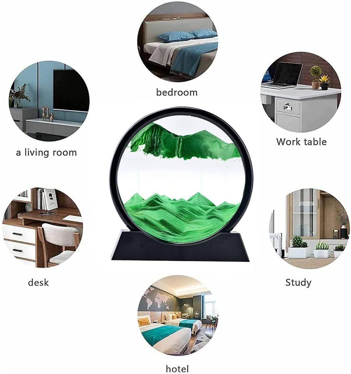 US Local 3D Dynamic Sand Art Liquid Motion, Moving Sand Art Picture Round Glass 3D Deep Sea Sandscape In Motion Display Flowing Sand Painting Relaxing Desk Toys