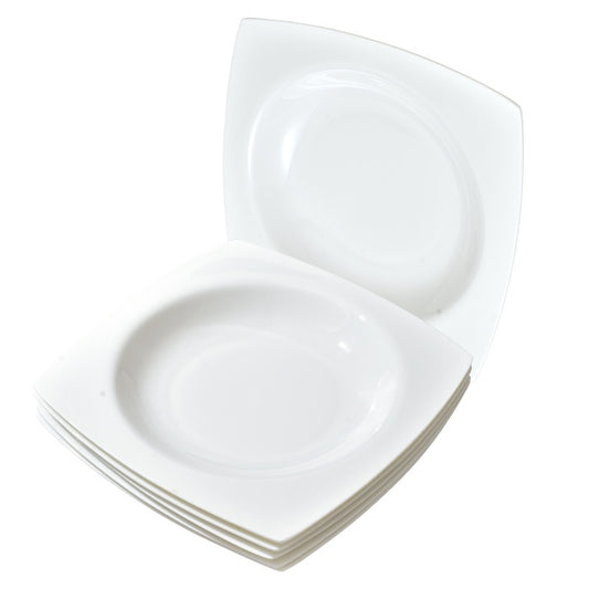US Local 6-piece Set Of White Bone China 9.5-inch Square Soup Plate