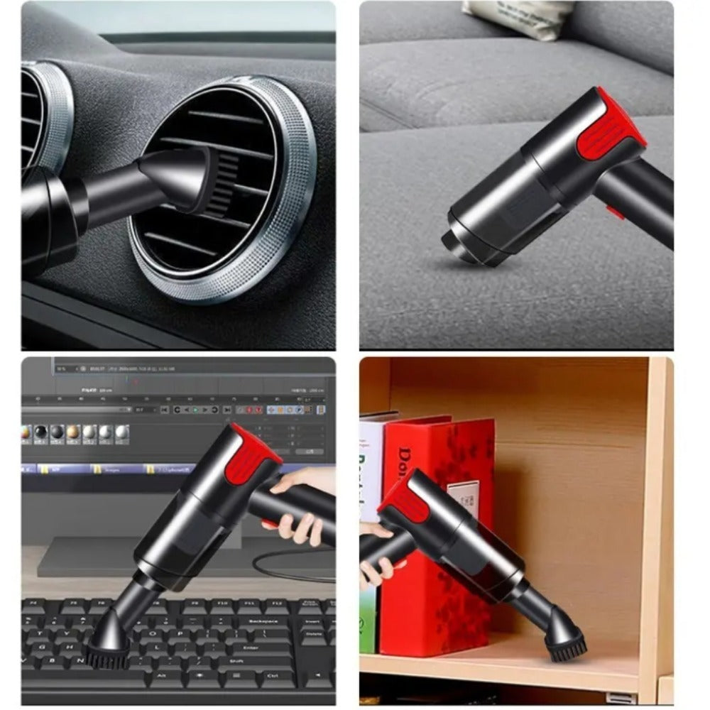 US Local Wired Red Silver Car Vacuum Cleaner Home Handheld Mini Desktop Vacuum Cleaner Portable