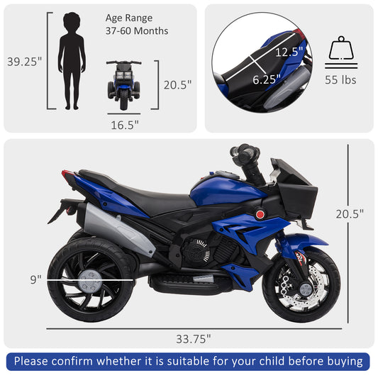 US Local Electric Motorbike For Kids 6V Ride-On Motorcycle Toy With Music Horn Headlights Blue