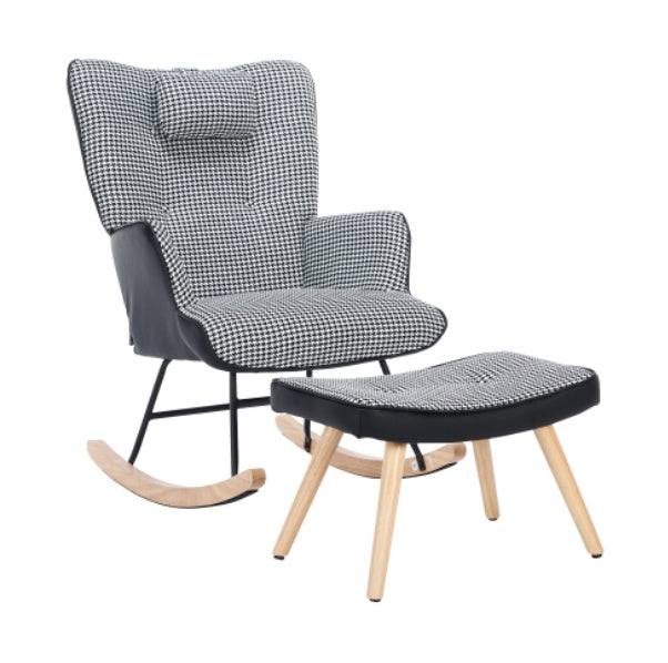 UK Local Rocking Chairs For Adults, Tteddy Rocking Chair Relaxing Recliner Chair With Solid Wood Legs High Back Lounge Chairs For Balcony Living Room Bedroom