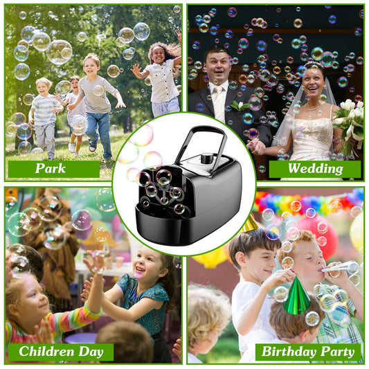 US Local 1Pc Bubble Maker Automatic Bubble Blower Portable Bubble Blowing Machine With 2 Speeds Handle 3000-4000 Bubbles Per Minute Plug-In Battery Powered