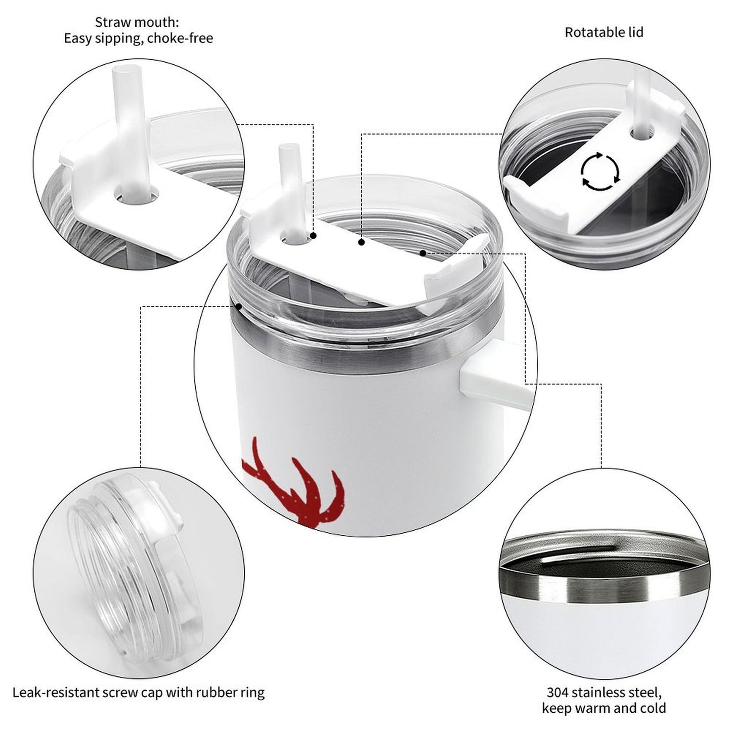 PHDT00443 POD US Local Tumbler 40 oz Large Capacity Car Cup Reindeer Christmas