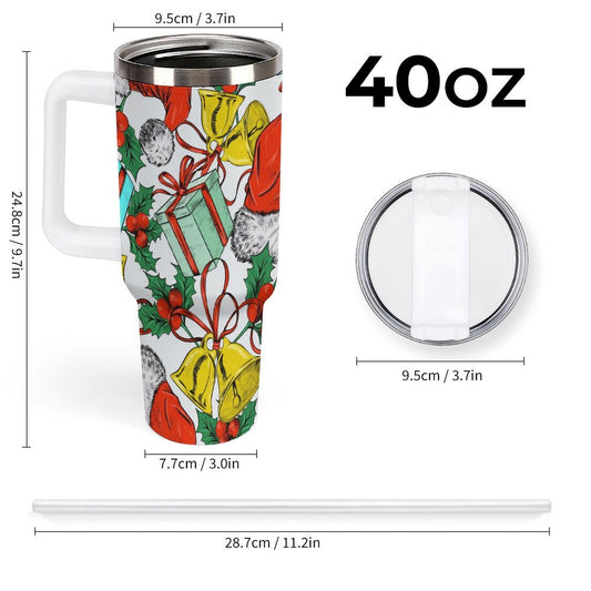 PHDT00295 POD US Local Tumbler 40 oz Large Capacity Car Cup Christmas Hats, Bells, Gifts