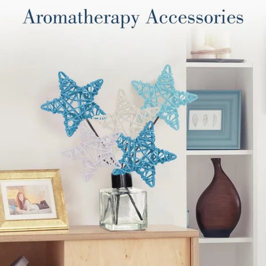 US Local 48 Pcs Blue Theme Wicker Rattan Balls Ocean Party Star Rattan Decorative Balls Blue White Mini Orbs Vase Fillers For Craft Wicker Twig Orbs Spheres For Summer Wedding Accessories Vase Decoration