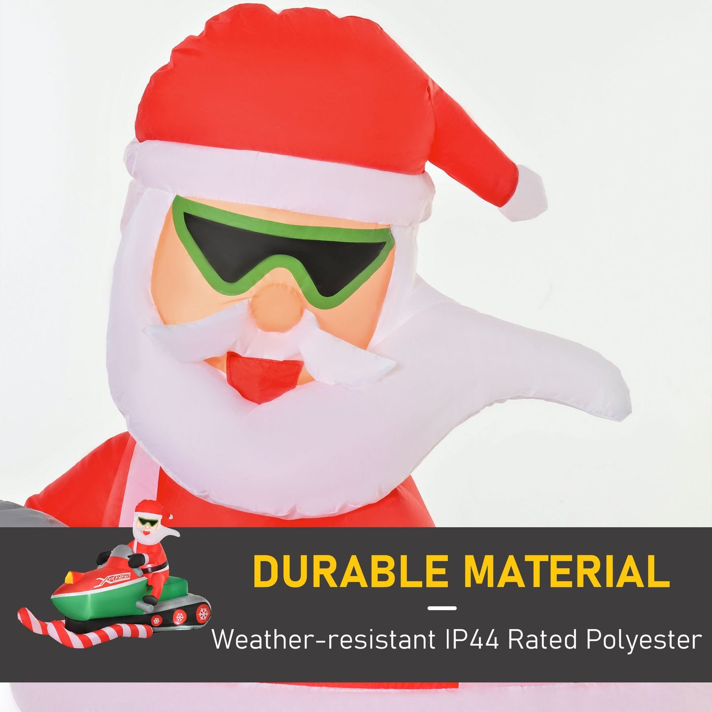 CA Local 5.2 ft Christmas Inflatable Santa Claus With Snowmobile, LED Lighted For Home Indoor Outdoor Garden Lawn Decoration Party Prop