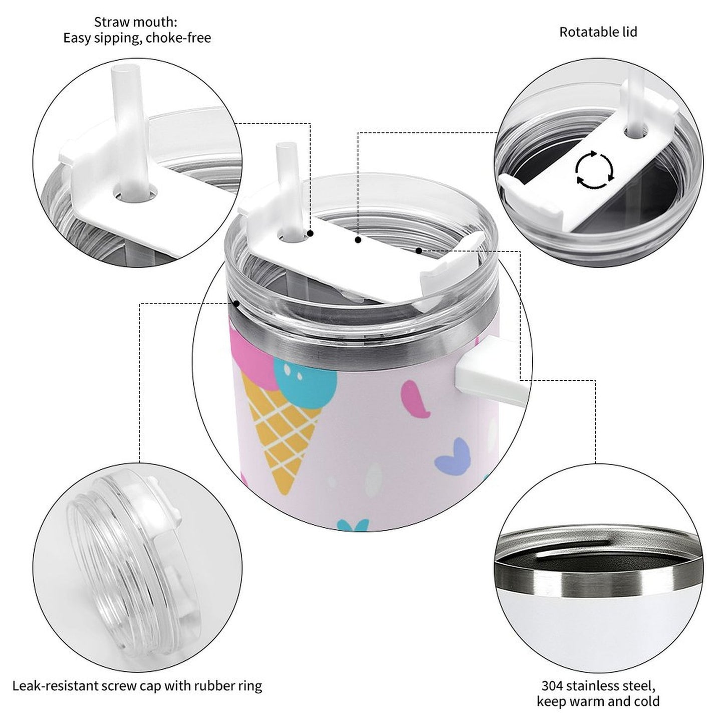 PHDT00433 POD US Local Tumbler 40 oz Large Capacity Car Cup Plaid, Cat