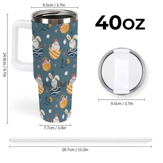 PHDT00537 POD US Local Tumbler 40oz Large Capacity Car Cup Easter, Egg, Rabbit, Chicken