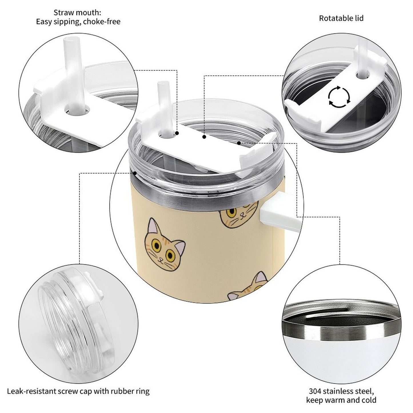 PHDT00415 POD US Local Tumbler 40 oz Large Capacity Car Cup Orange Cat