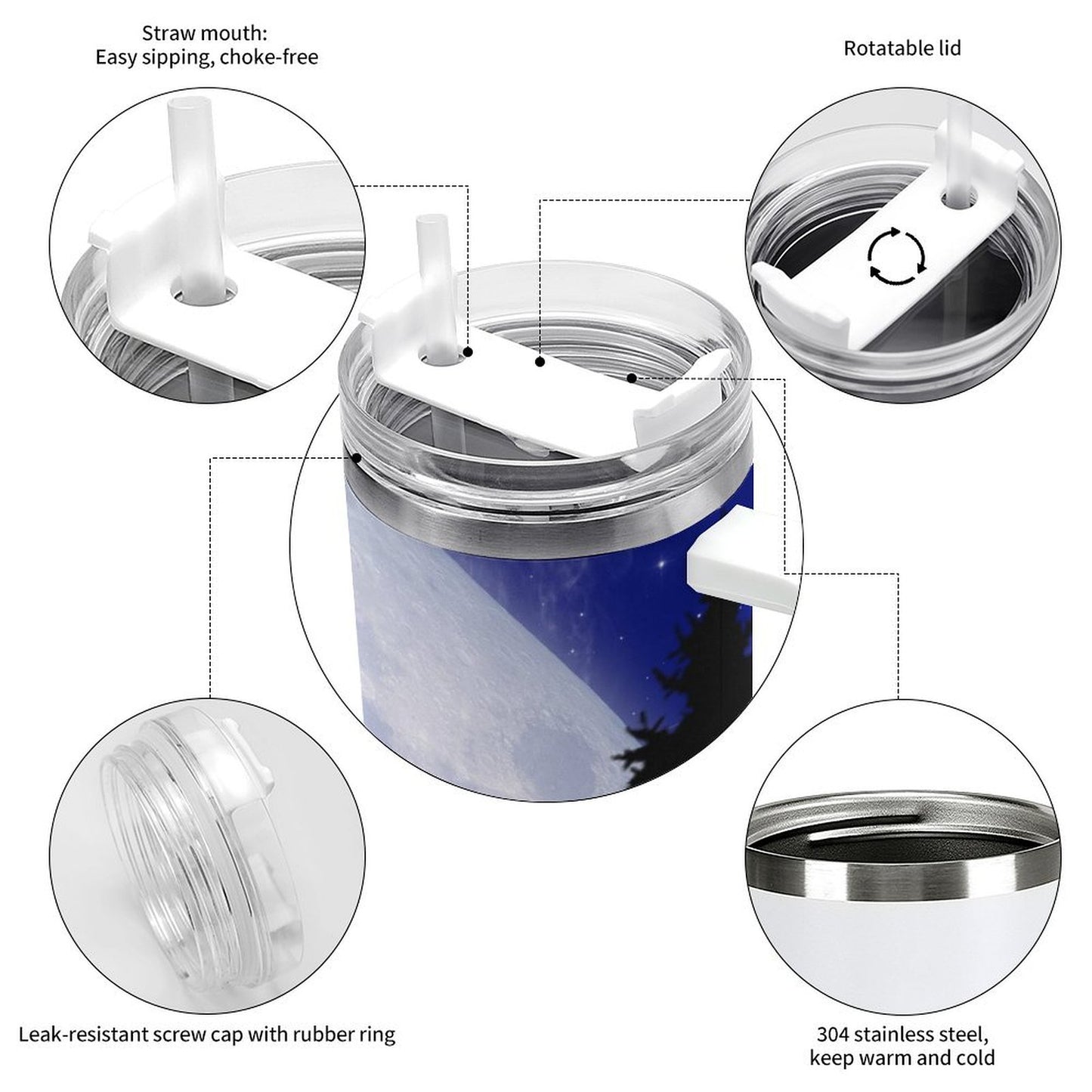 PHDT00282 POD US Local Tumbler 40 oz Large Capacity Car Cup Christmas Animal Deer