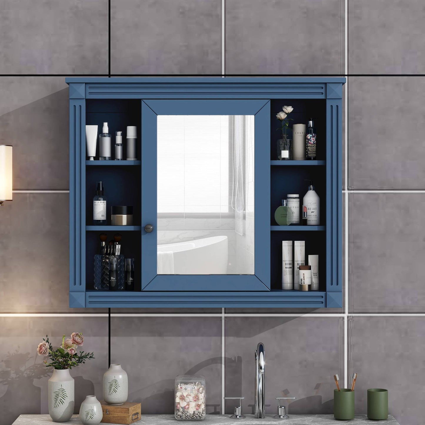 US Local Wall Mounted Bathroom Storage Cabinet Modern Wall Cabinet With Mirror Mirror Cabinet