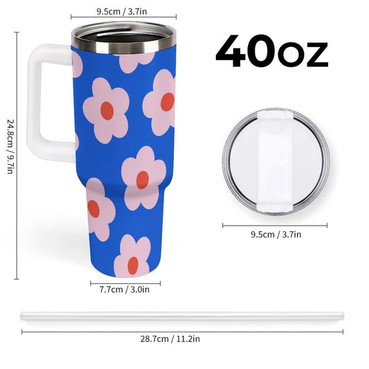 PHDT00053 POD US Local Tumbler 40 oz Large Capacity Car Cup Flower, Blue