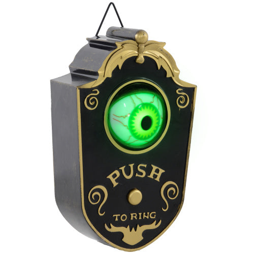 HOMCOM 7.1 Halloween Decoration, Animatronic Doorbell With Simulation Light-up Eyeball, Sound And Motion Activated Animated Prop W Piercing Doorbell Sound