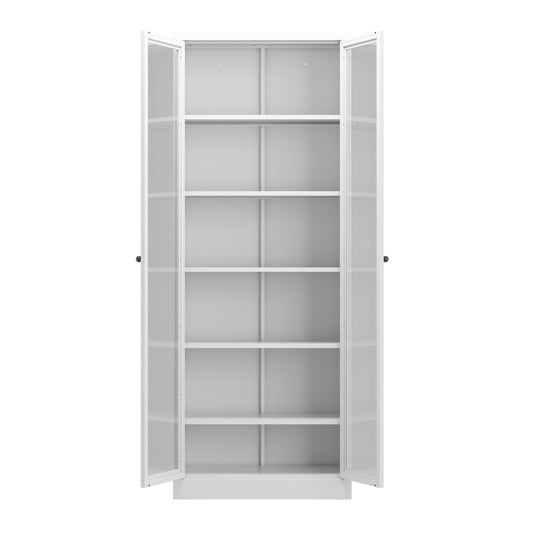 US Local Metal Kitchen Pantry Cabinet - Tall Storage With 5 Adjustable Shelves, White Freestanding Cabinet For Kitchen Pantry Bathroom