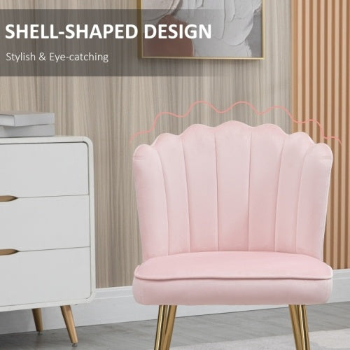 UK Local HOMCOM Velvet-Feel Shell Accent Chair