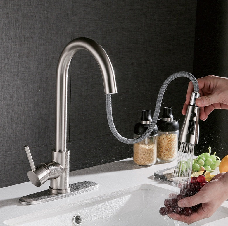 USA Local Pull-out Hot And Cold Household Kitchen And Dishwashing Brushed Copper Sink Faucet