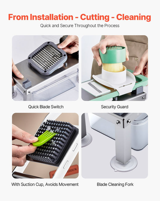 US Local Vegetable Chopper Mandoline Slicer All-in-1 Food Veggie Cutter 9 Blades