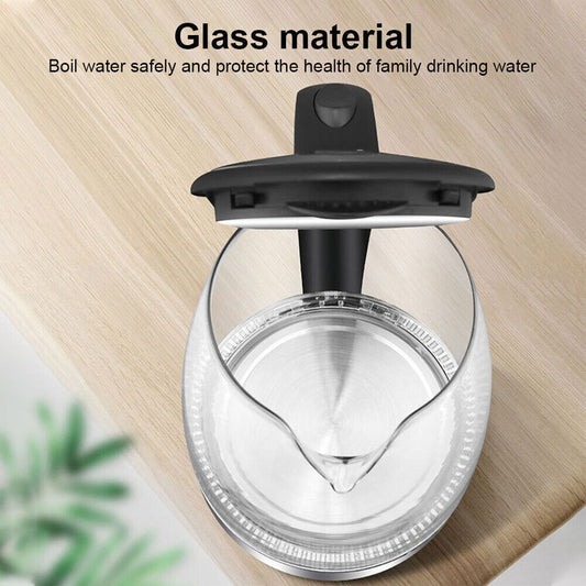 UK Local 2L Electric Kettle Glass 360 Blue LED Illuminated Portable Jug Protection 1800W