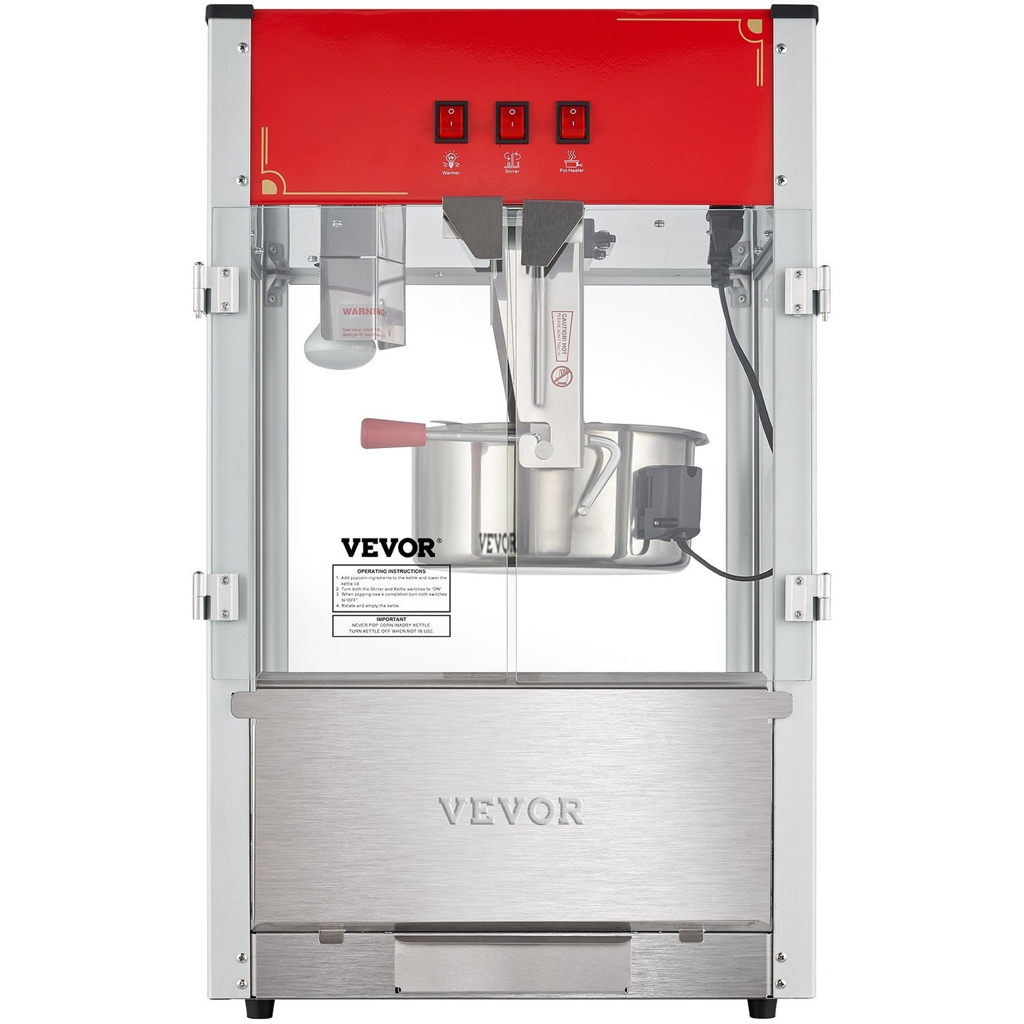 Popcorn Popper Machine 12 Oz Countertop Popcorn Maker 1440W 80 Cups Red